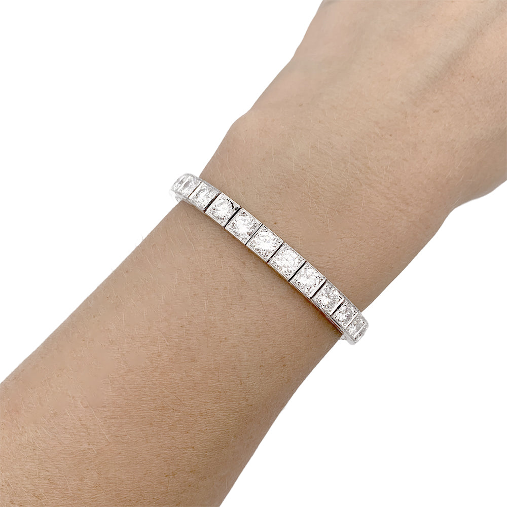 Bracelet ligne or blanc, platine, diamants. 5