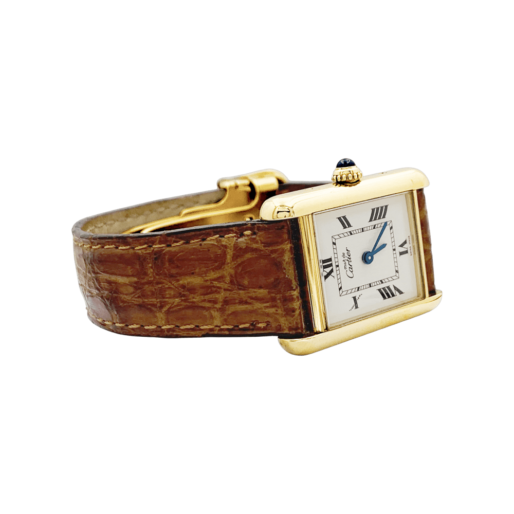 Montre Cartier, "Tank Must", vermeil, cuir. 4