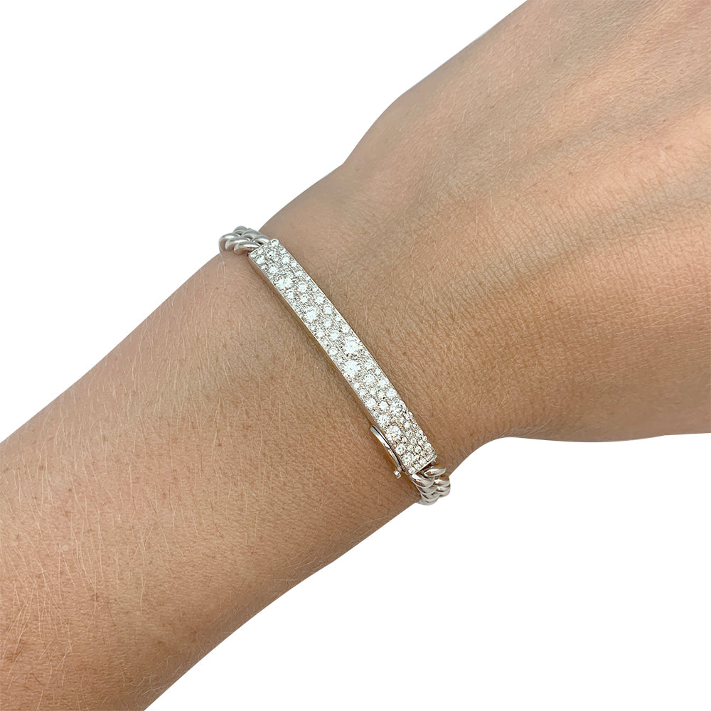 Bracelet Dior, "Gourmette", or blanc, diamants. 4