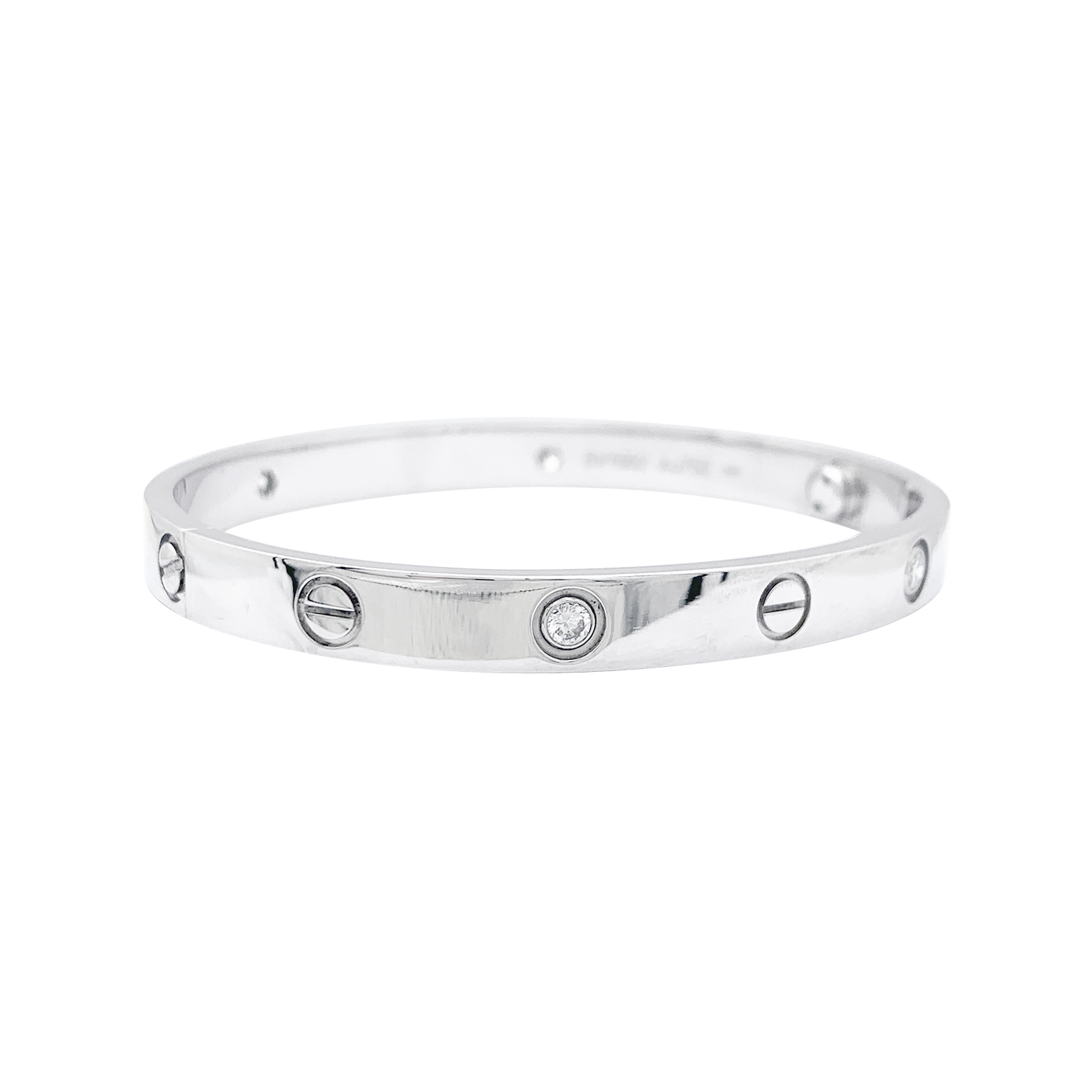 Bracelet Cartier, "Love", or blanc et diamants. 1