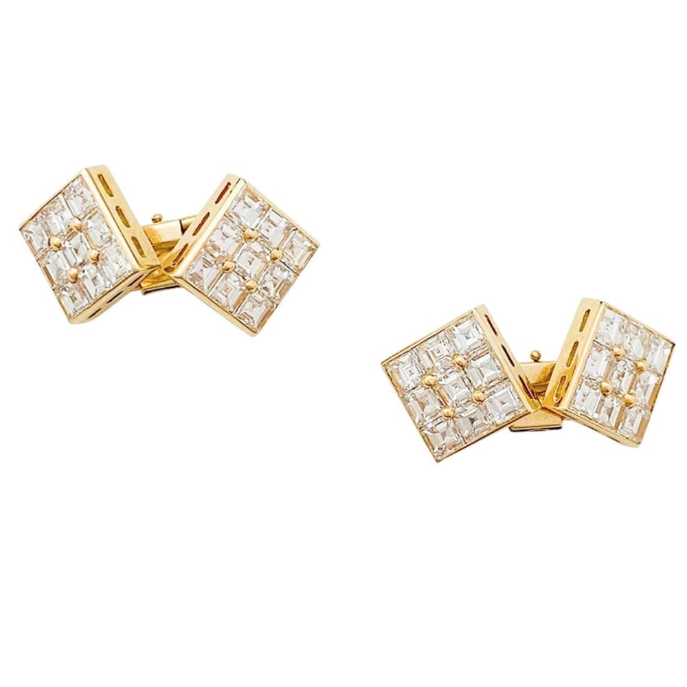 Paire de boutons de manchette Boucheron, en or jaune et diamants. 6