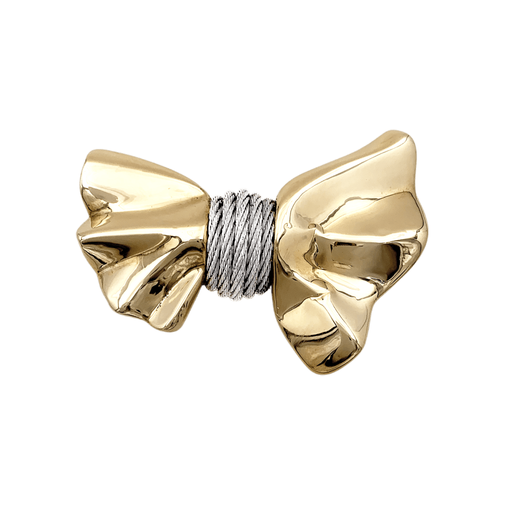 Broche Fred, "Nœud", or jaune et acier. 1