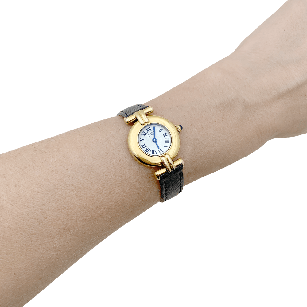 Montre Cartier, "Colisée Must", argent plaqué or, cuir. 7