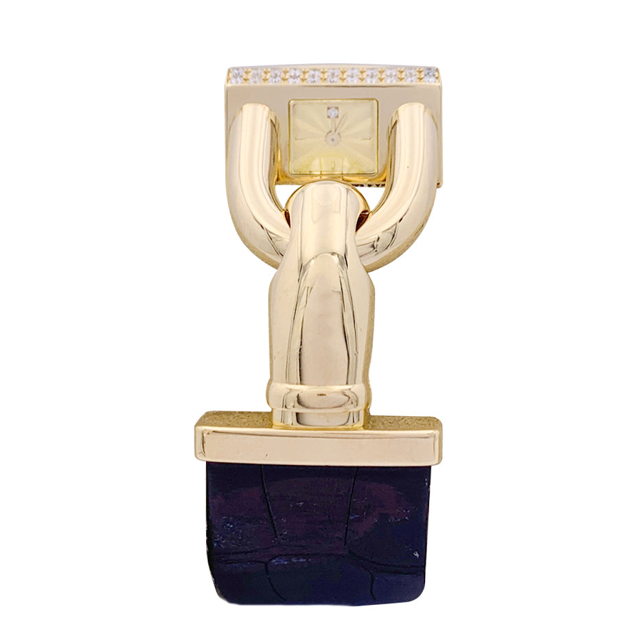 Montre Van Cleef & Arpels "Cadenas" or jaune, diamants, cuir. 1