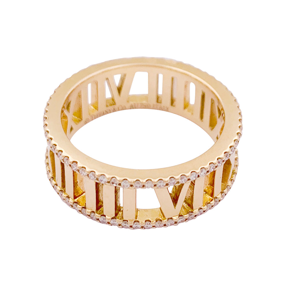 Bague Tiffany & Co. "Atlas" or rose, diamants. 2