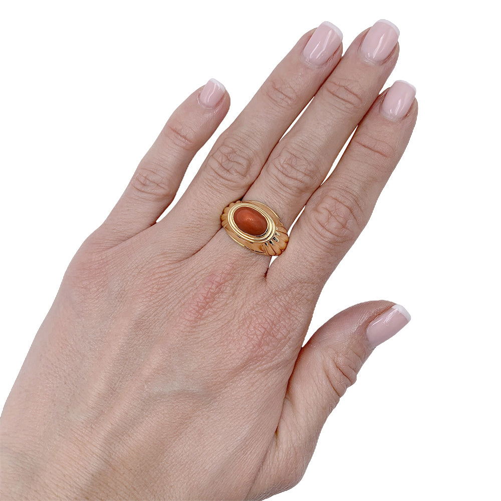 Bague Boucheron,"Jaïpur", or jaune, corail. 6