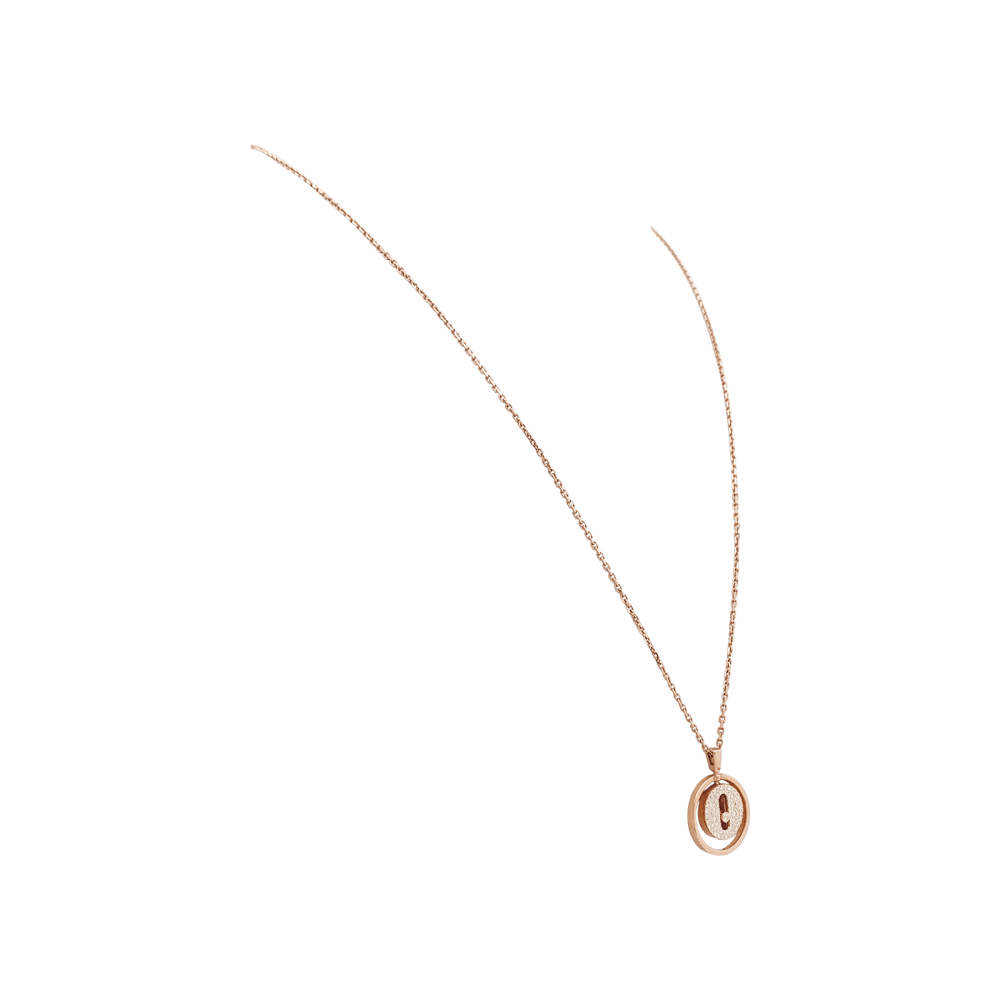 Collier Messika, "Lucky Move", or rose et diamants. 2