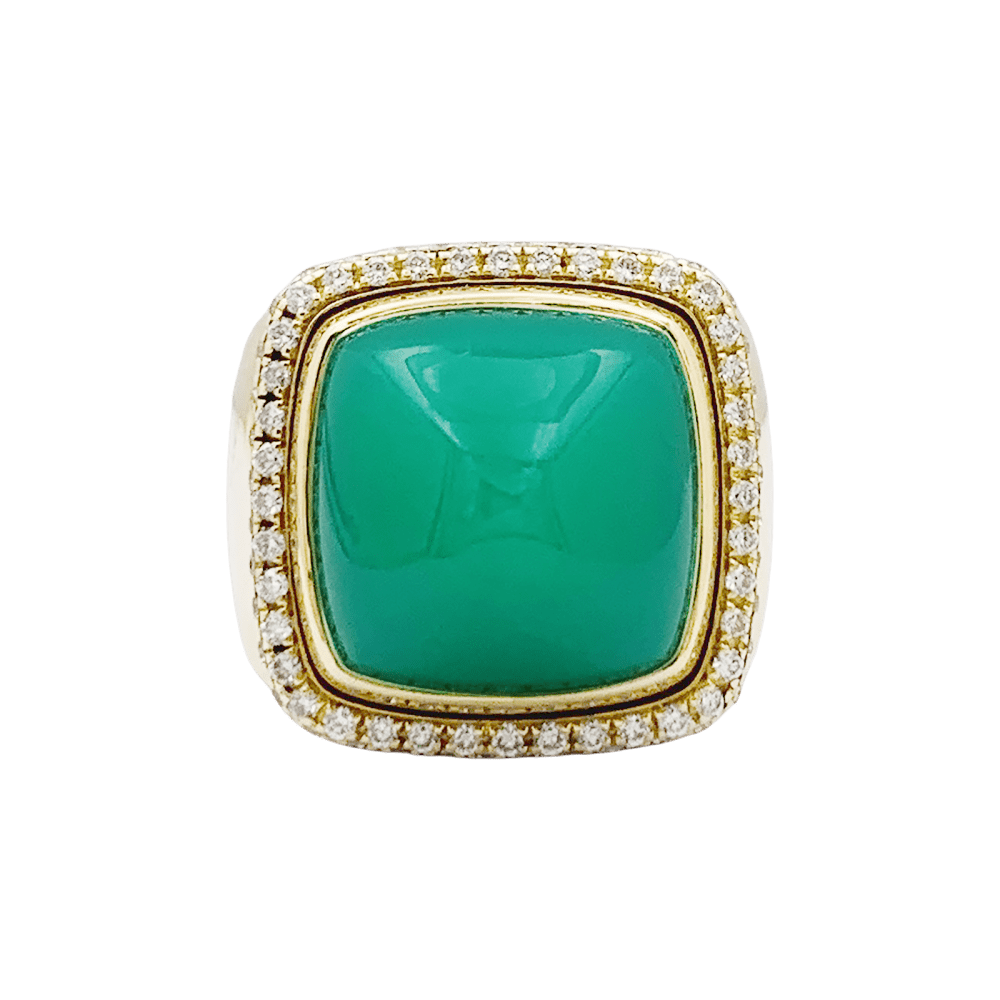 Bague FRED, "PAIN DE SUCRE", or rose 750/000, chrysoprase, diamants. 1