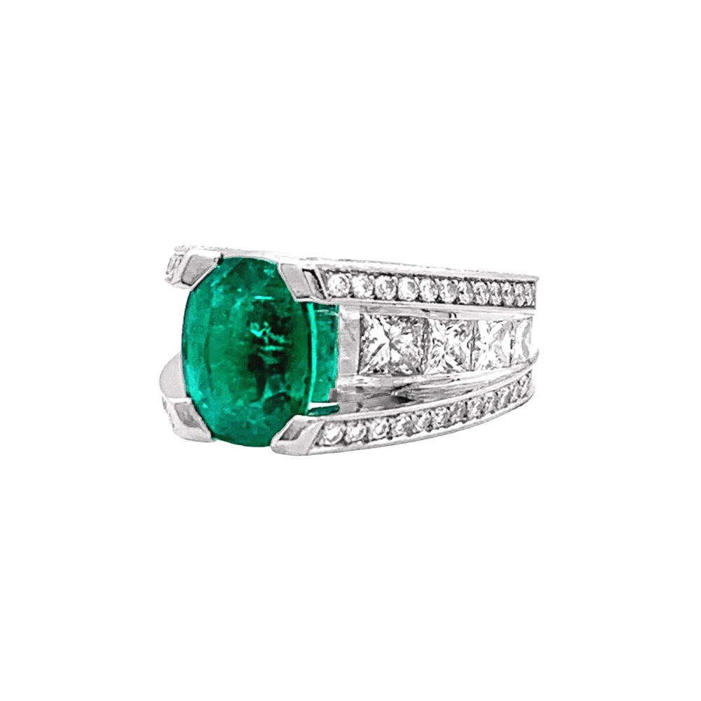 Bague or blanc, émeraude et diamants. 3