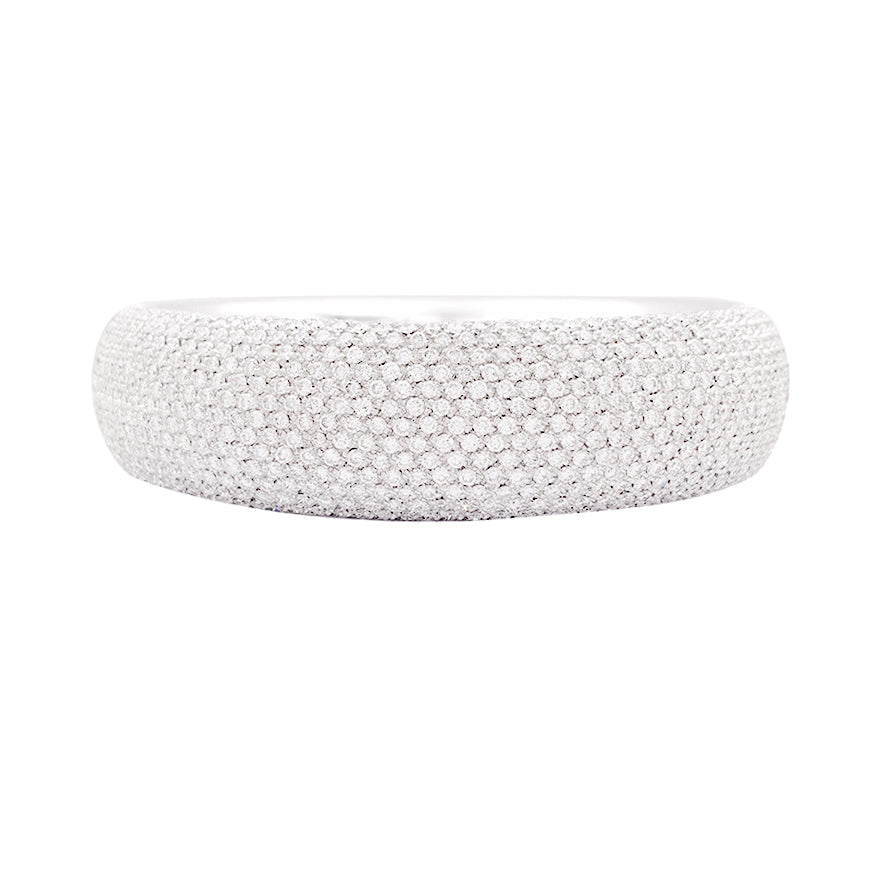 Bracelet jonc en or blanc, pavage diamants. 1