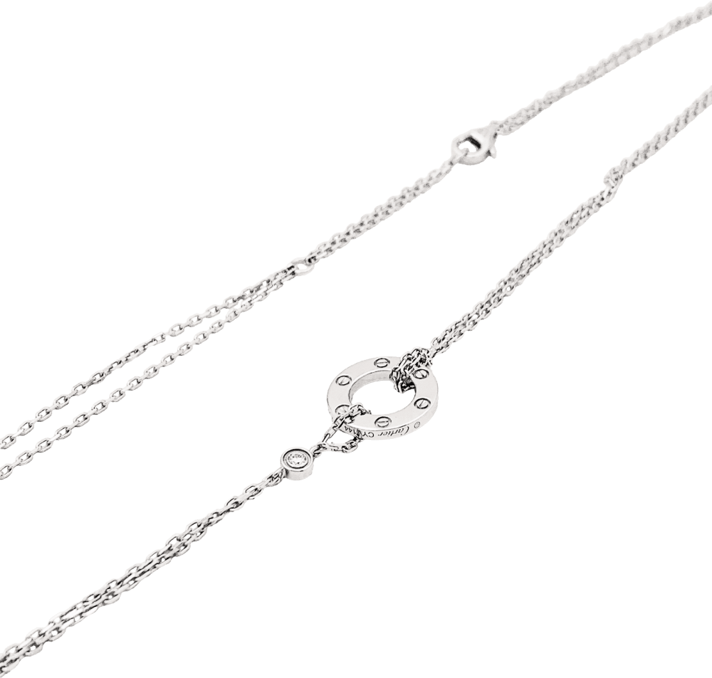 Collier Cartier, « Love», or blanc, diamants. 3