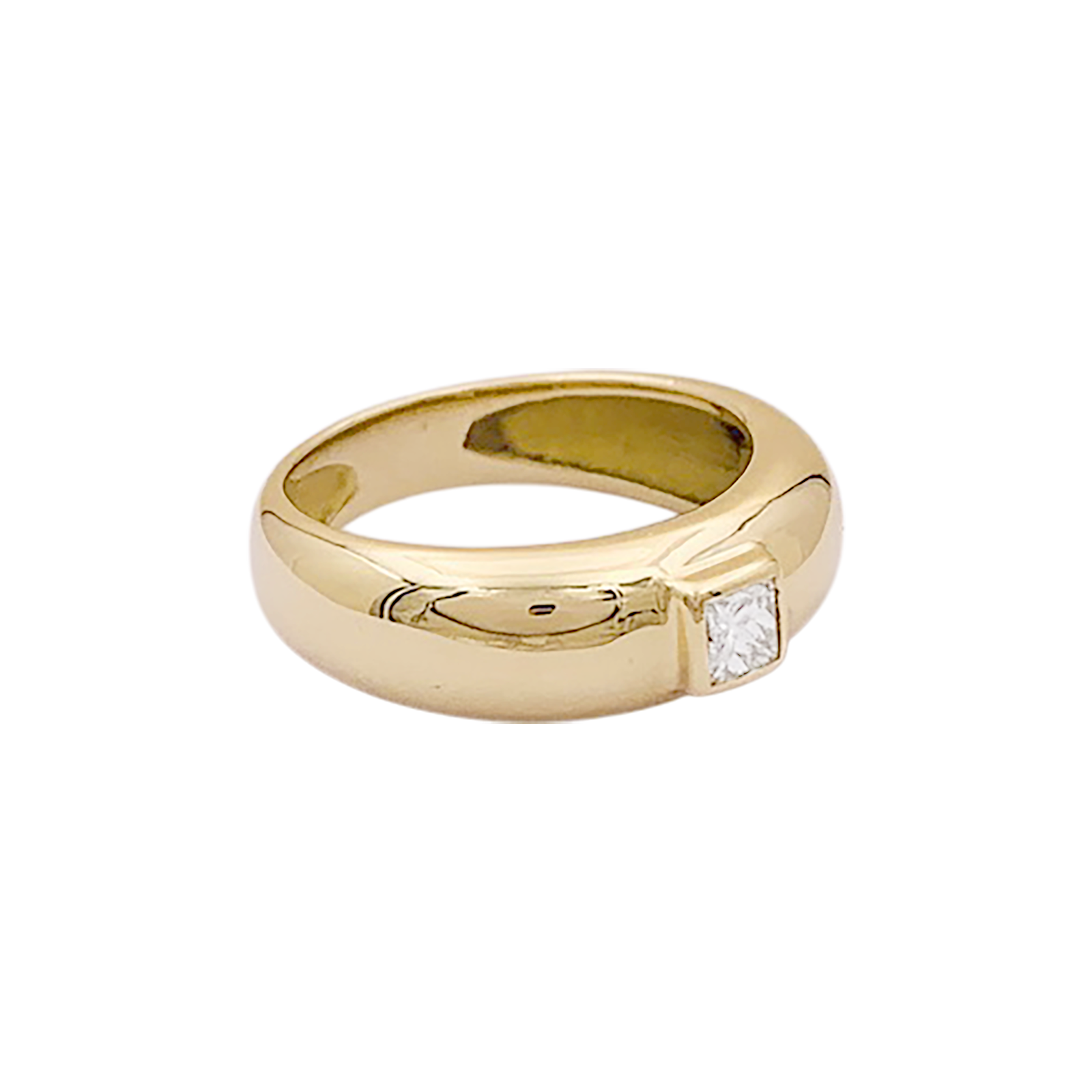 Bague Chaumet, "Anneau", or jaune, diamant princesse. 2