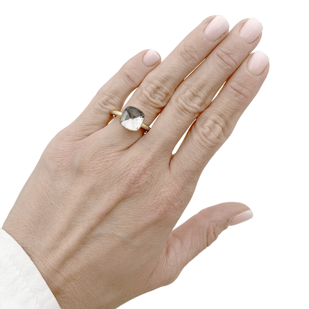 Bague Pomellato, "Nudo Classique", deux ors et topaze blanche. 6