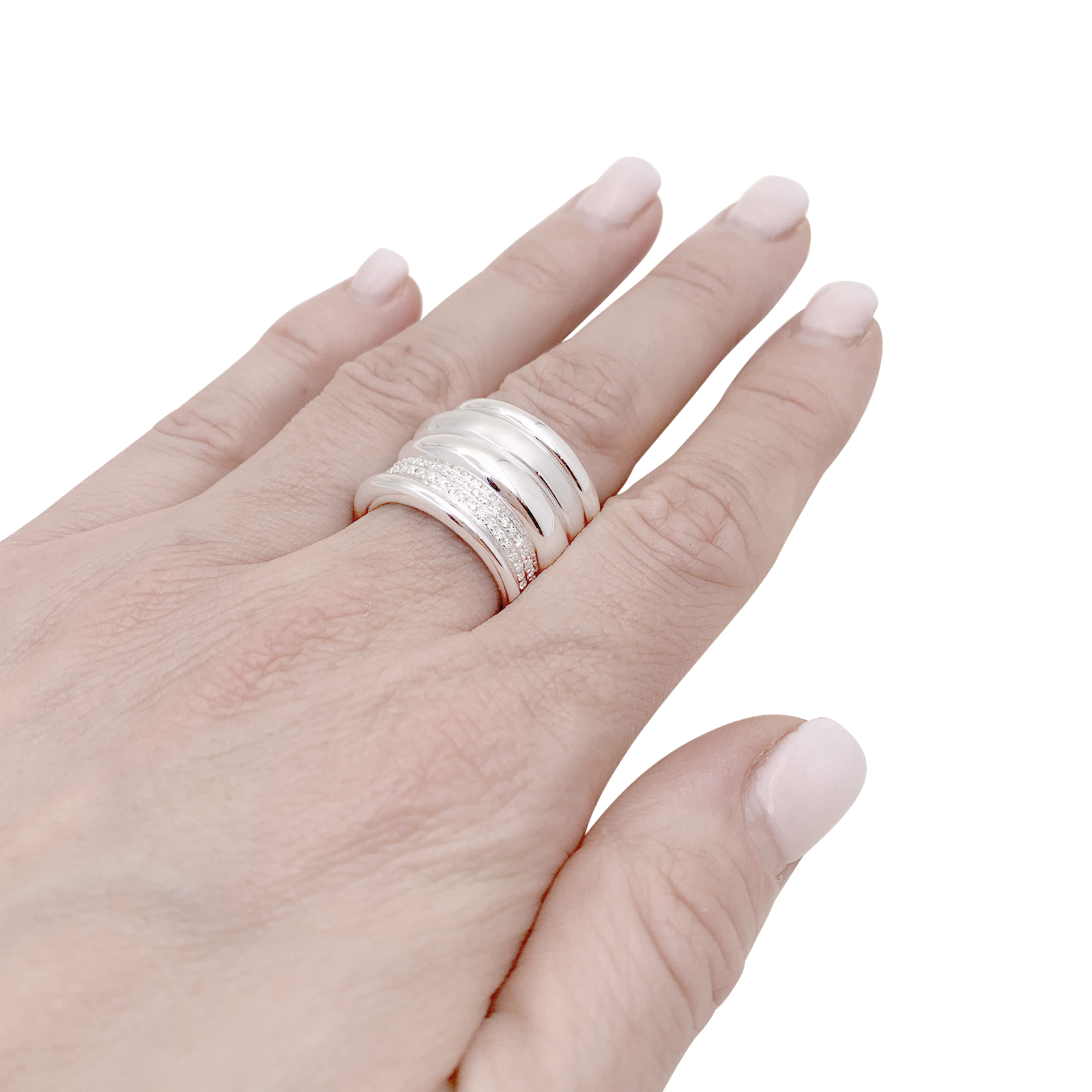 Bague Pomellato, "Tubolare", or blanc, diamants. 5