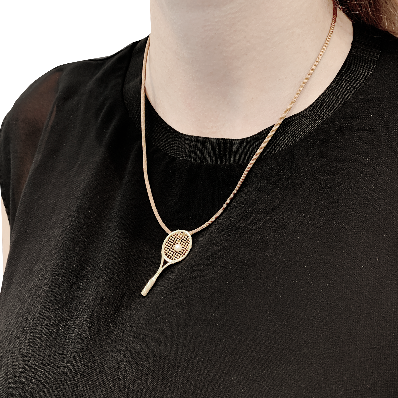 Pendentif « Raquette », or jaune, perle. 5