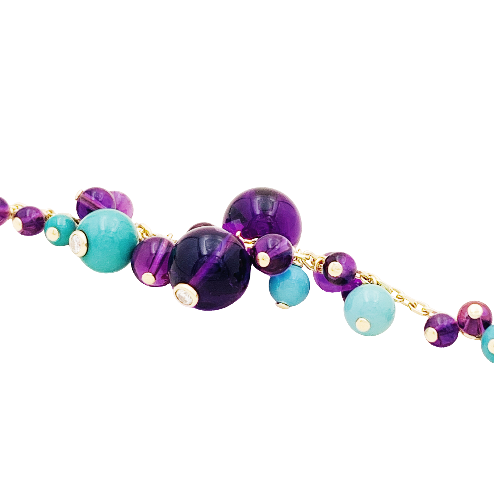Bracelet CARTIER, modèle "Délices de Goa", or rose, améthyste, turquoises et diamants. 3