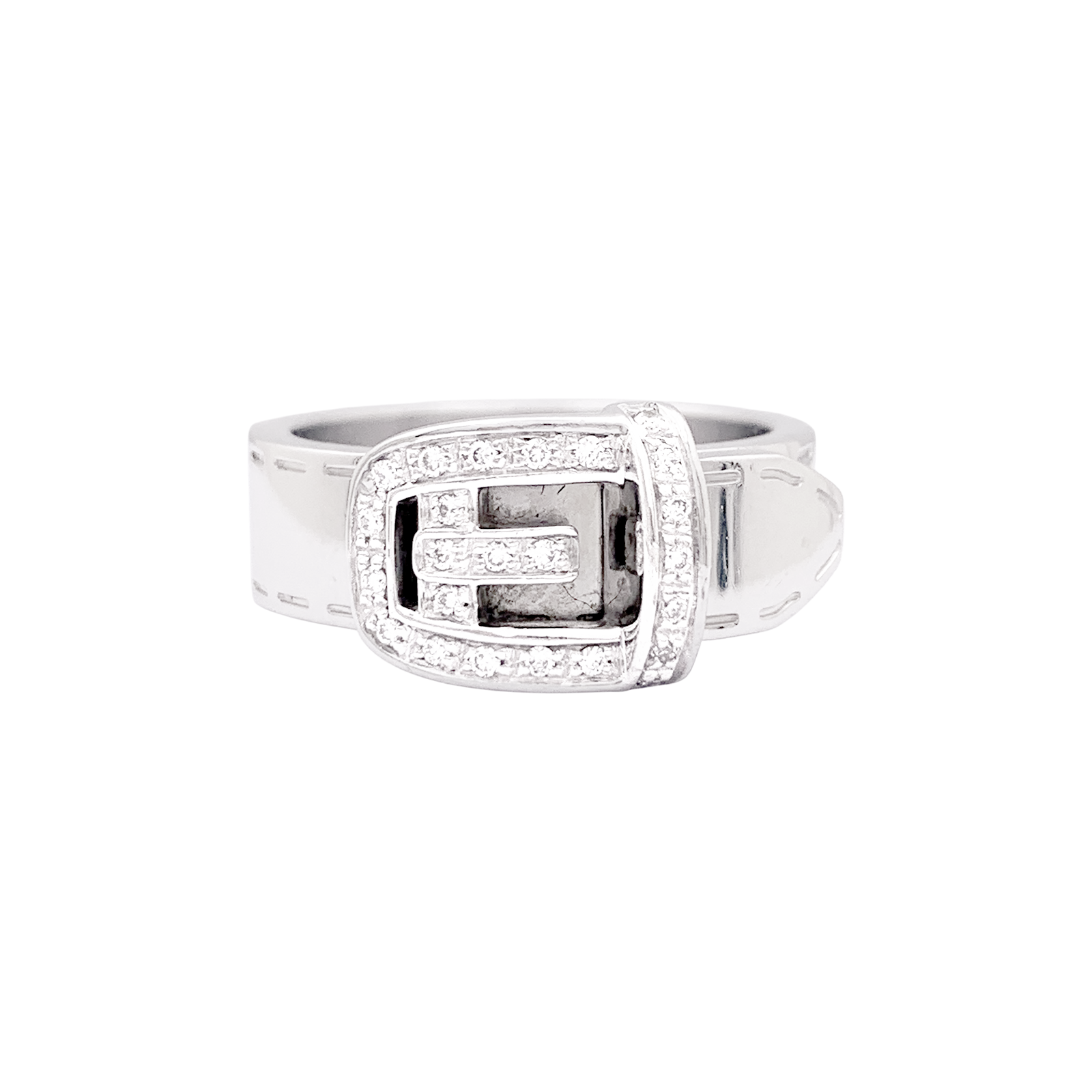 Bague Gucci "Ceinture" or blanc, diamants. 3