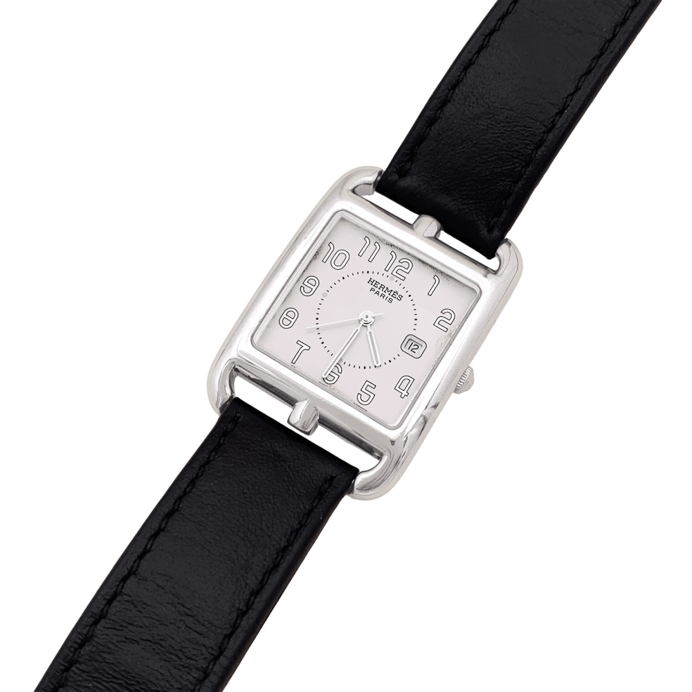 Montre Hermès, "Cape Cod", acier, cuir, grand modèle. 4
