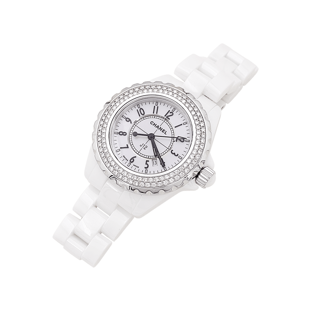 Montre Chanel, "J12", céramique blanche et diamants. 2
