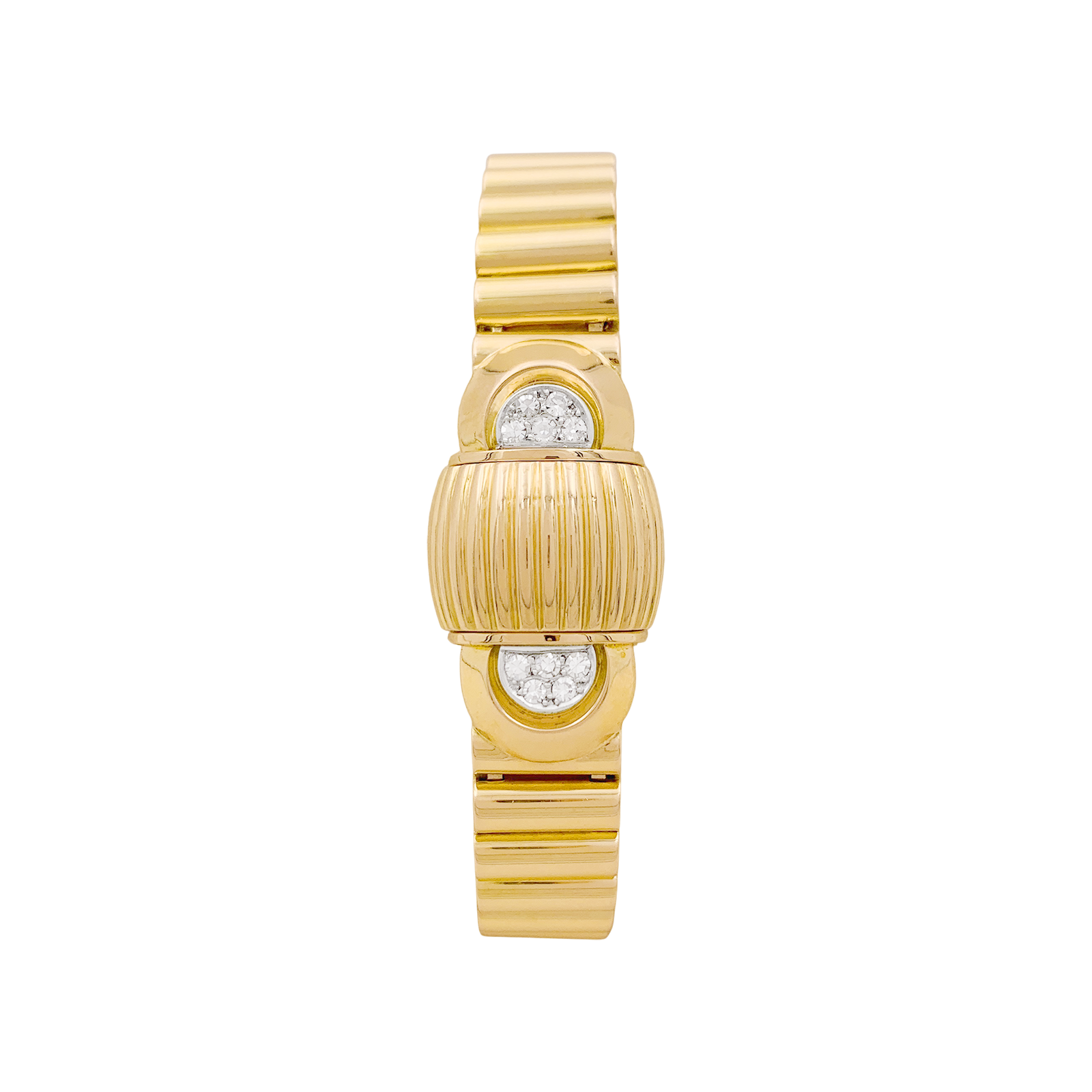 Montre vintage secrète UTI, or jaune et diamants. 1