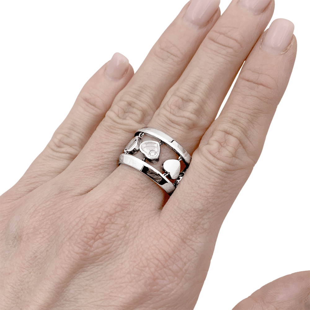 Bague Chopard, "Happy Diamond Amore", or blanc et diamant. 6