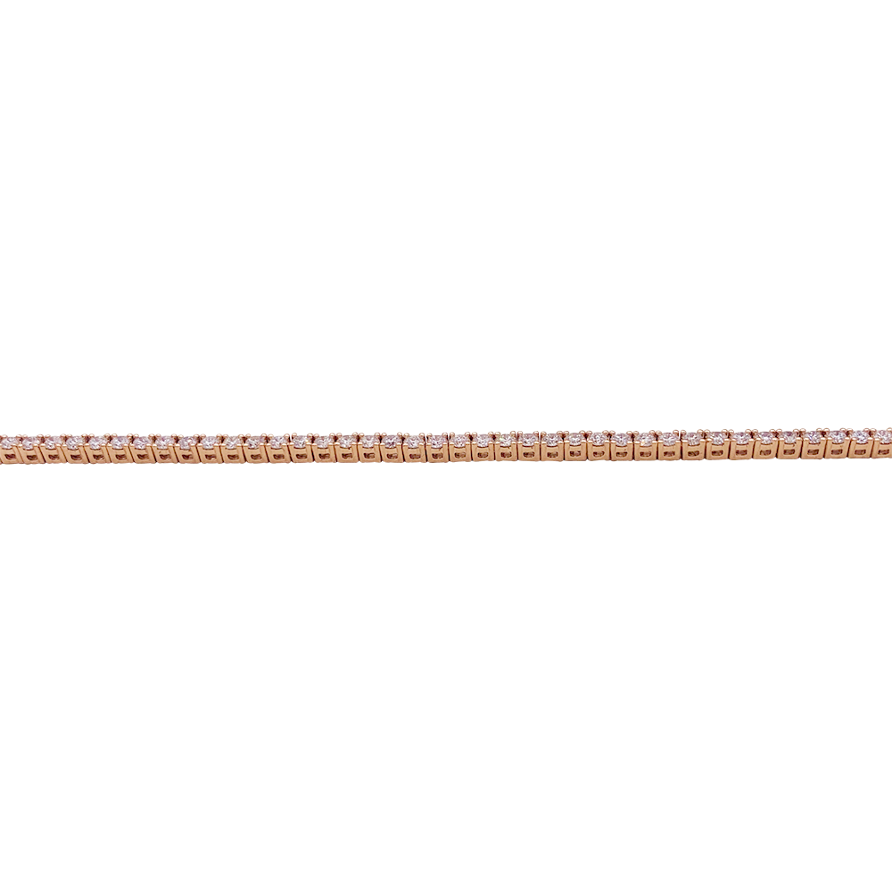 Bracelet ligne tennis or rose, diamants. 4
