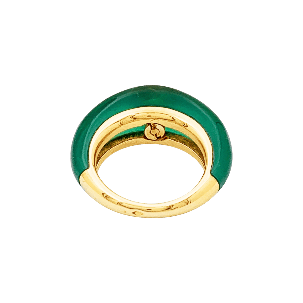 Bague jonc bombé, or jaune, chrysoprase et diamant. 4