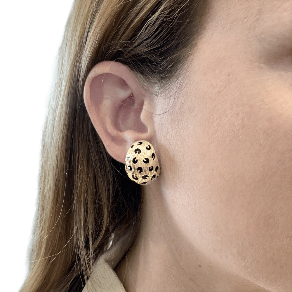 Boucles d'oreilles Fred Paris, "Léopard", or jaune et émail. 6