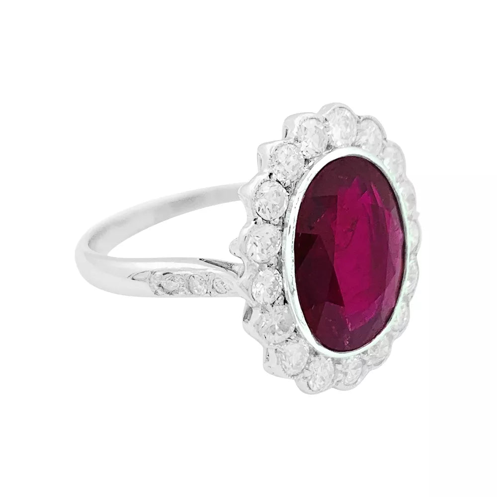 Bague Pompadour rubis, platine, or blanc, diamants. 4