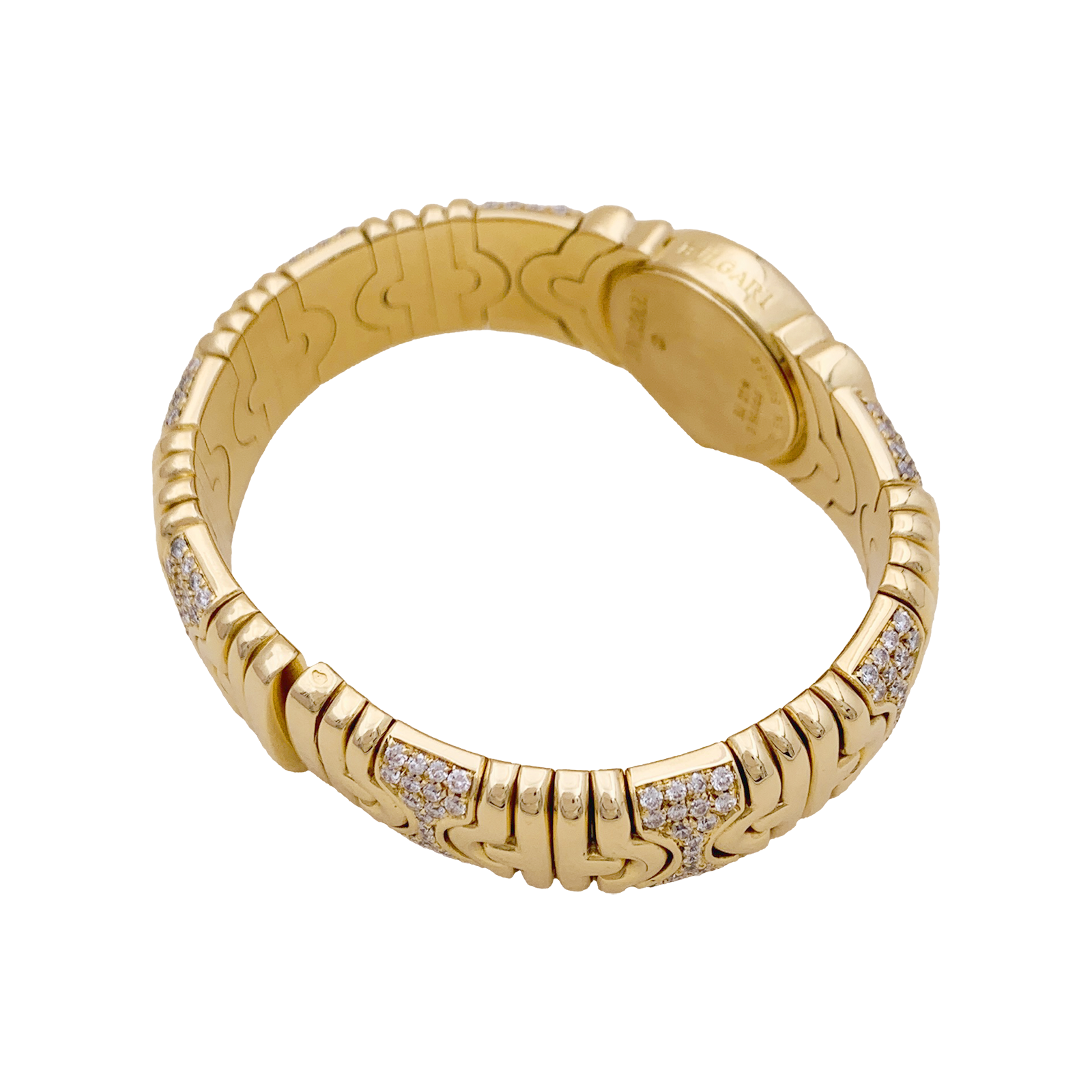 Montre Bulgari,"Parentesi", en or jaune, diamants. 5