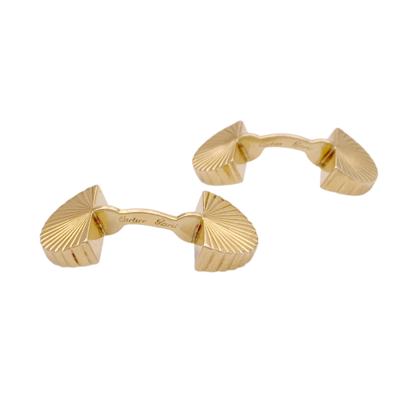 Boutons de manchette vintage Cartier, "Eventail", or jaune. 4