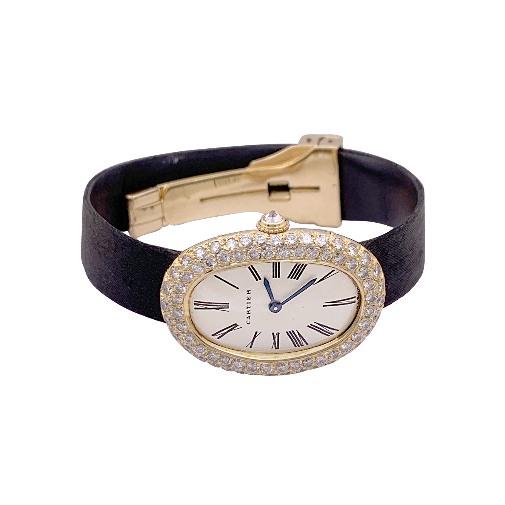 Montre Cartier, "Baignoire", or jaune, diamants. 5