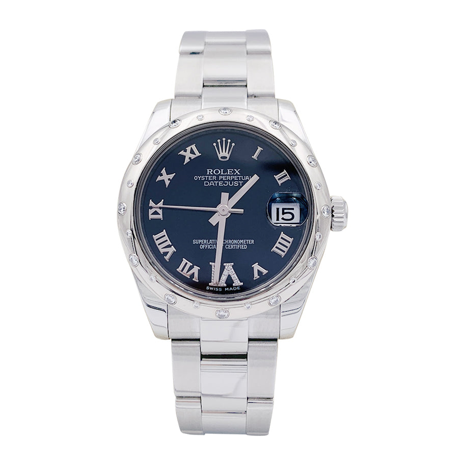 Montre Rolex, "Oyster Perpetual Datejust", acier, diamants. 1