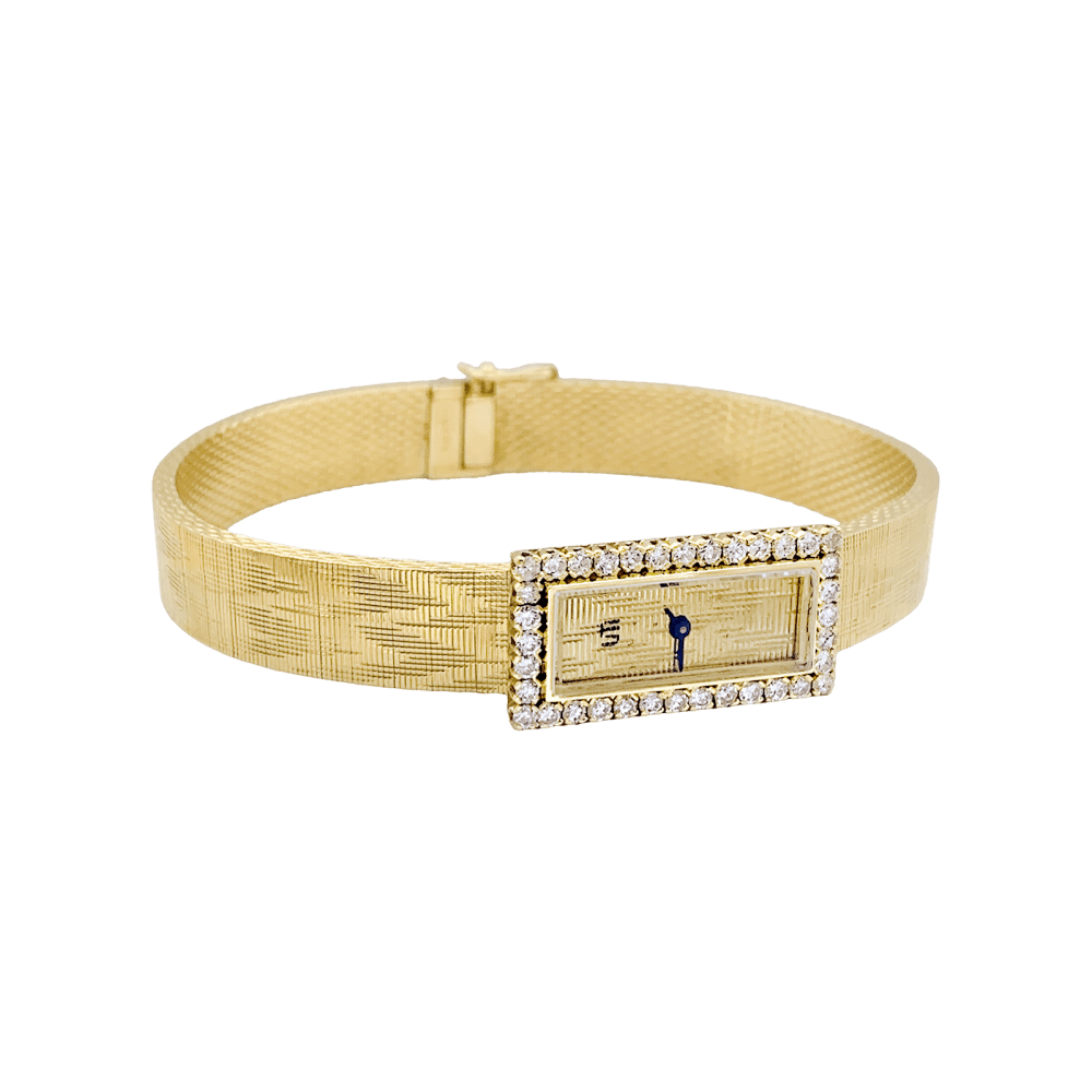 Montre vintage UTI, mouvement Blancpain, or jaune, diamants. 2