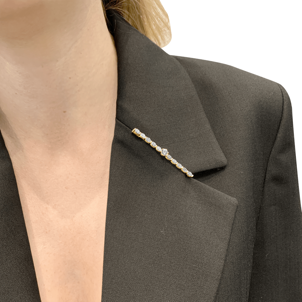 Broche-barrette or jaune et diamants. 6