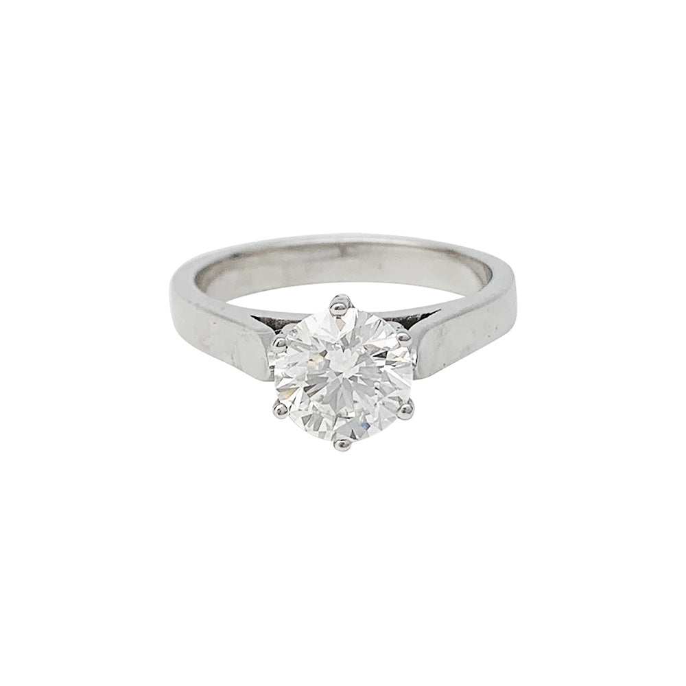 Solitaire en or blanc d'occasion, diamant taille brillant 1,59 carat 3