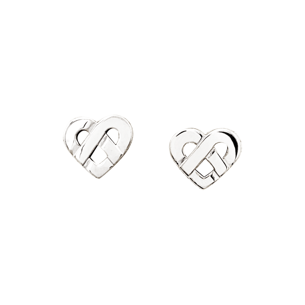 Boucles d'oreilles Poiray, "Coeur Entrelacé", or blanc. 1