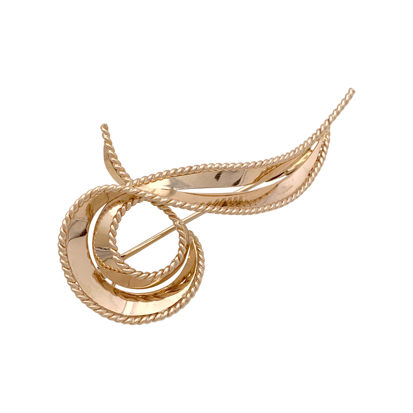 Broche vintage "Volute" or rose. 4