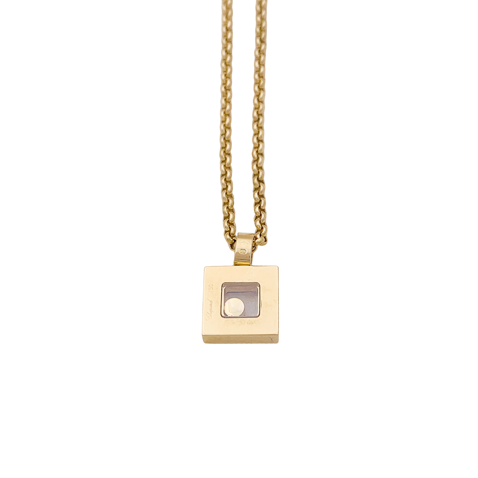 Collier Chopard, "Happy Square Diamond", or jaune, diamant. 4