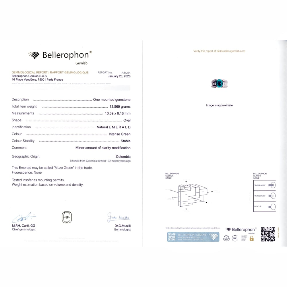 Bague or blanc, émeraude et diamants. 9