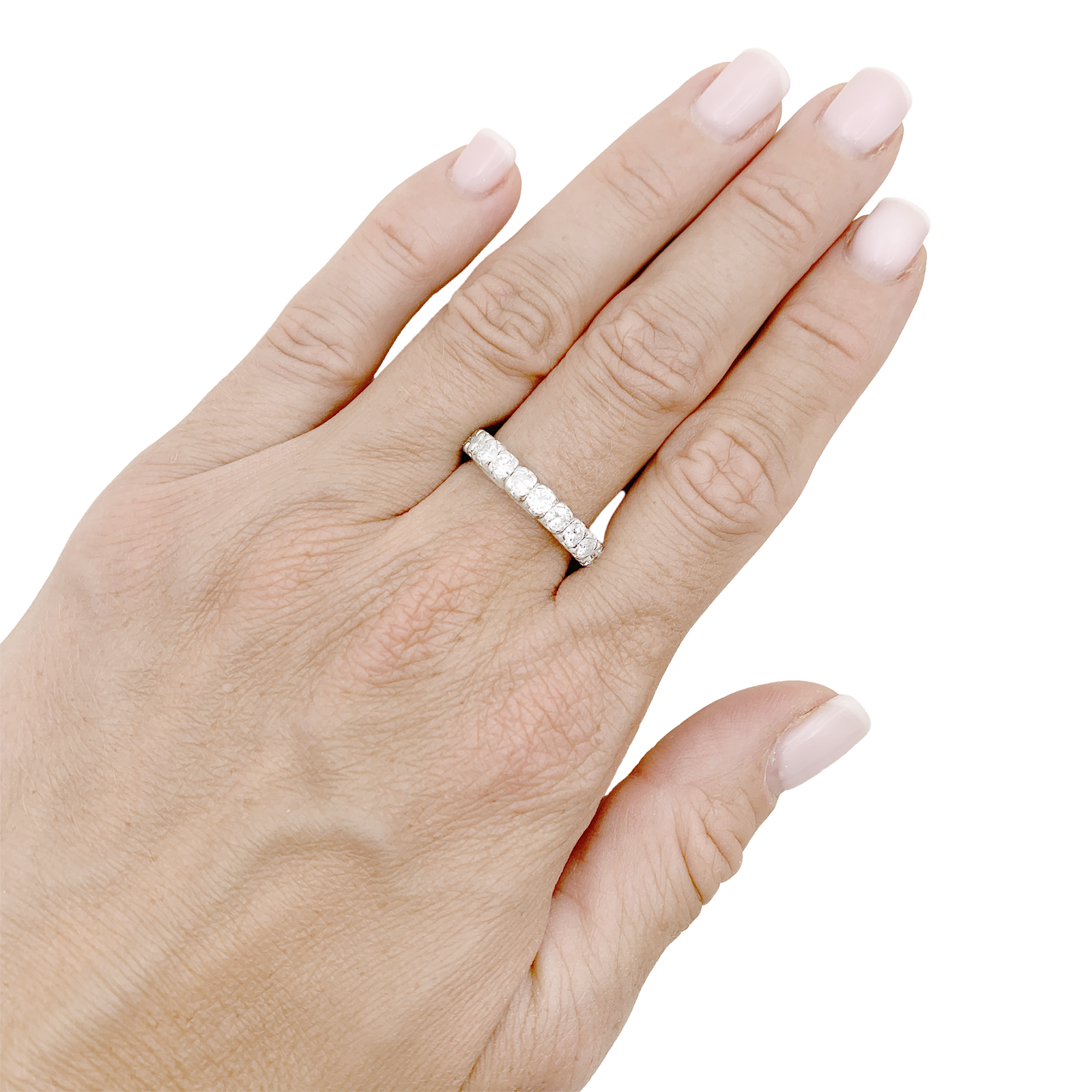 Bague alliance américaine platine et diamants. 5