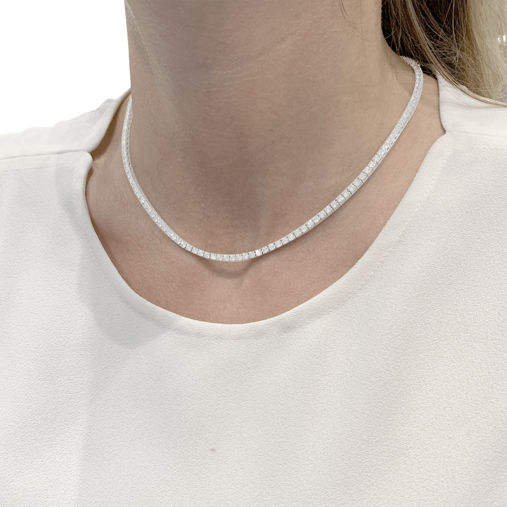 Collier rivière en or blanc, diamants. 4