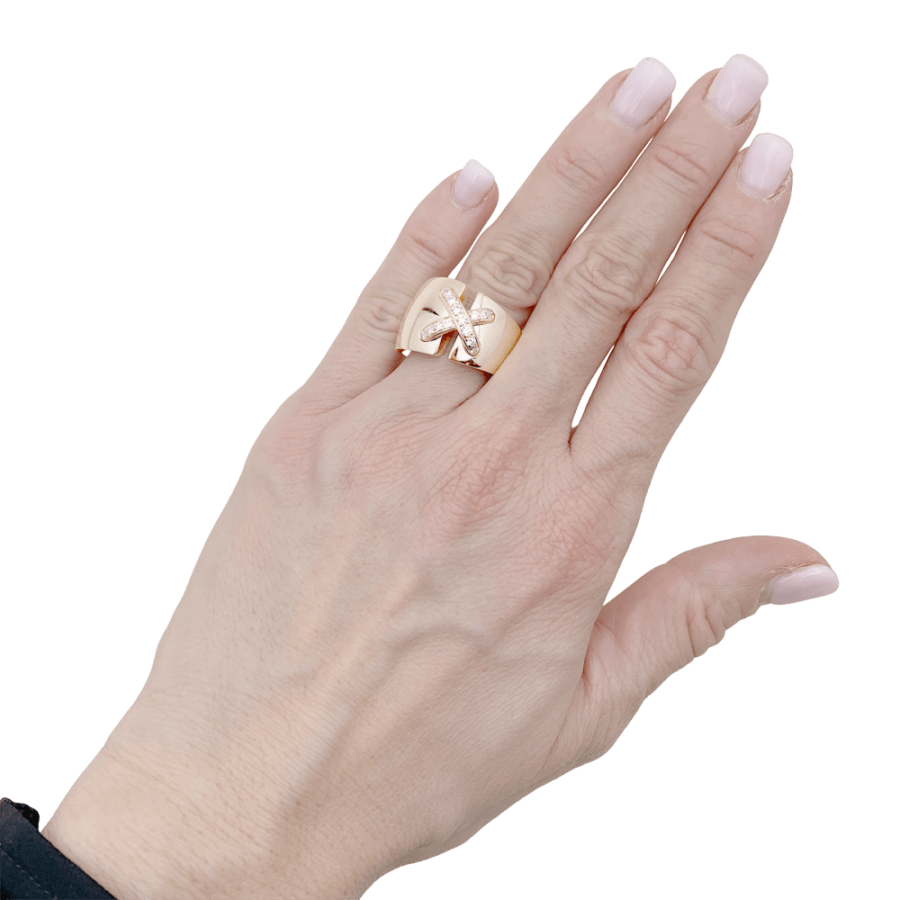 Bague Chaumet, "Liens" grand modèle, or rose, diamants. 6