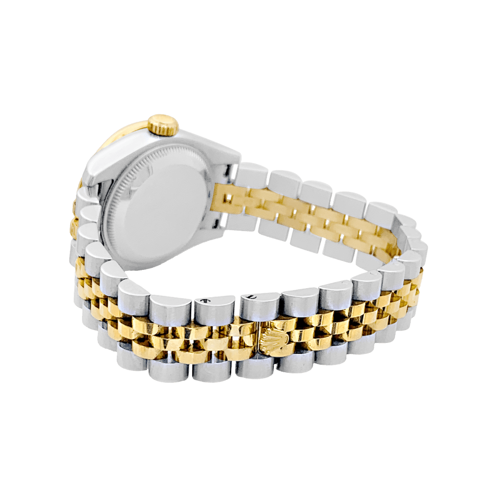 Montre Rolex, "Oyster Perpetual Lady-Datejust", or jaune, acier, diamants. 4