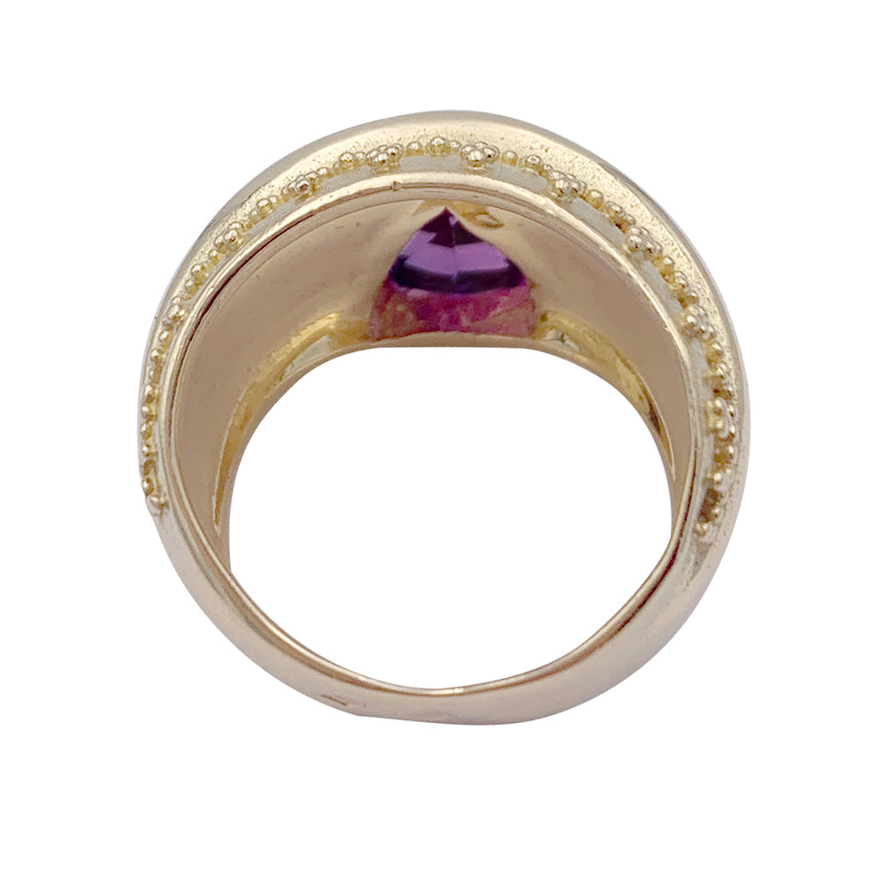 Bague or jaune, améthyste. 6
