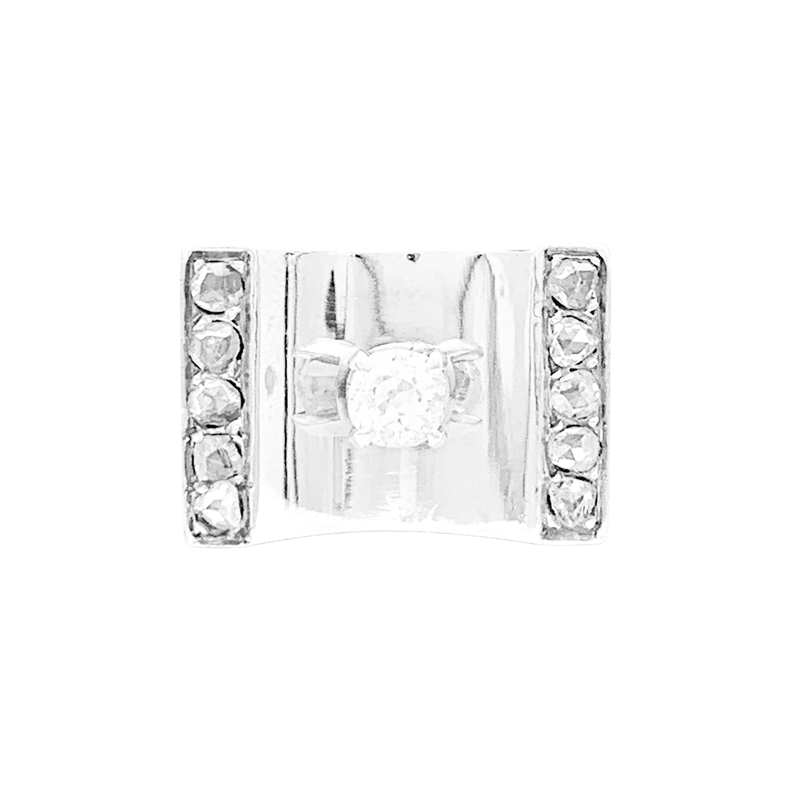 Bague "Tank", or rhodié, platine, diamants. 1