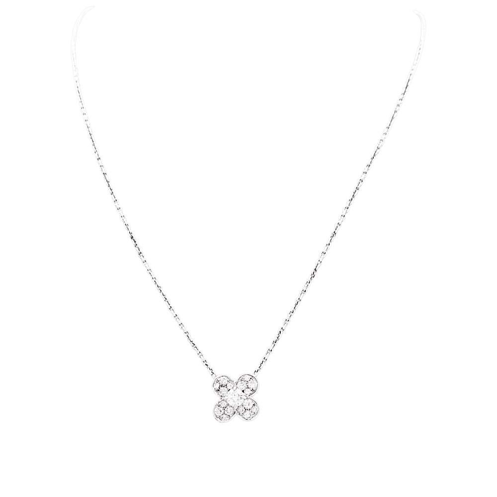 Collier Van Cleef & Arpels, "Trefle", or blanc et diamants. 1