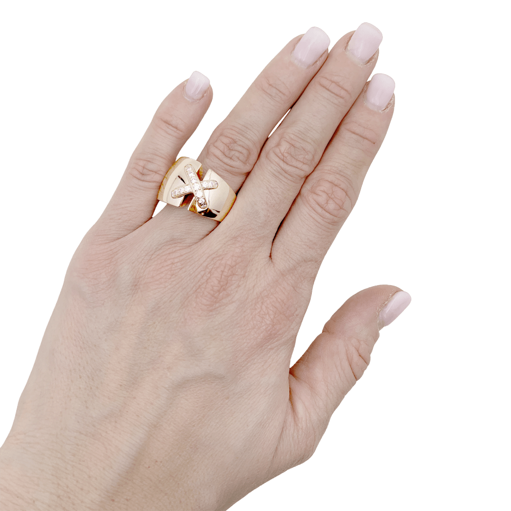 Bague Chaumet, "Liens" grand modèle, or rose, diamants. 7