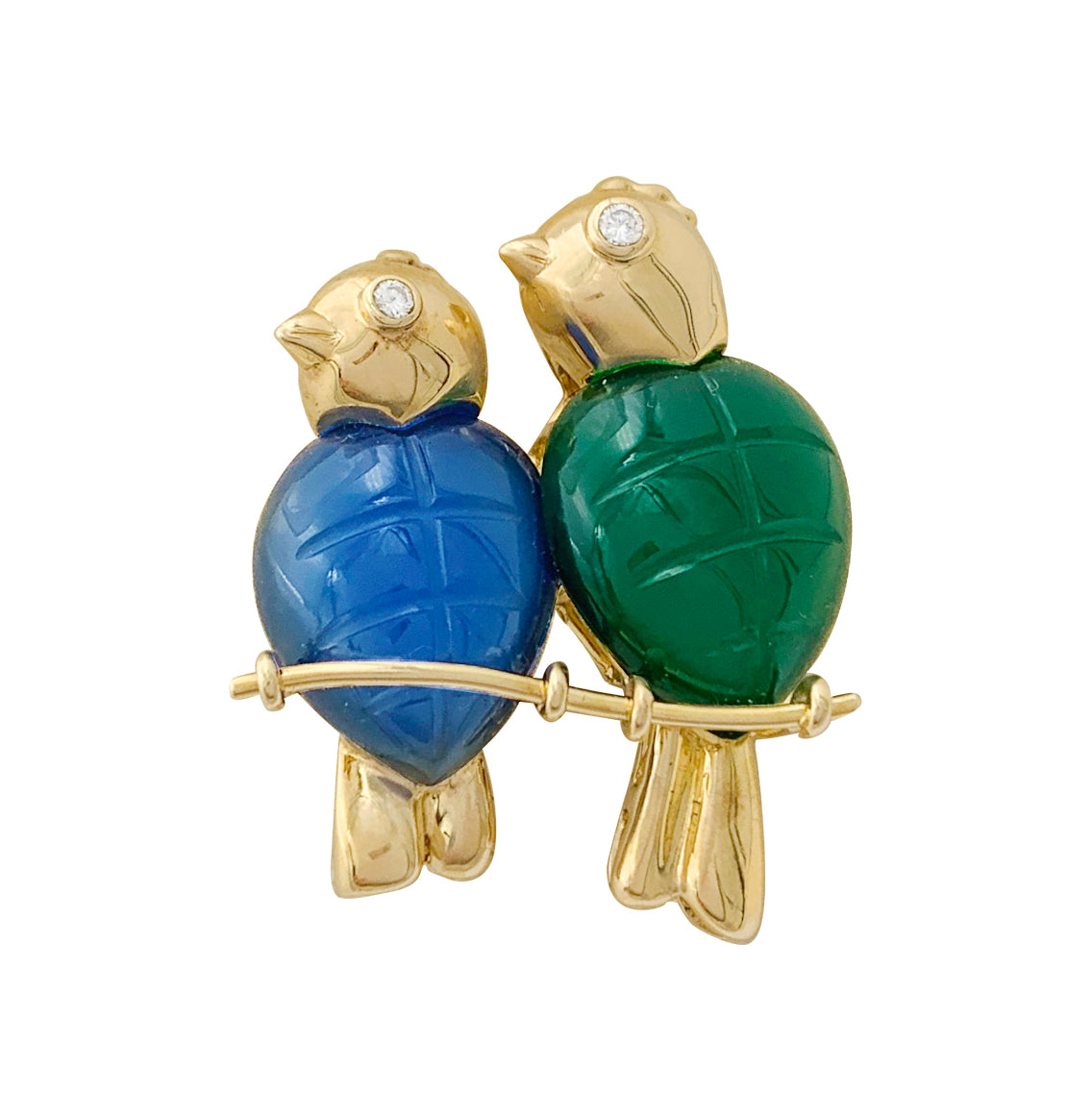 Broche Cartier "Inséparables" or jaune, diamants, pierres de couleur. 3