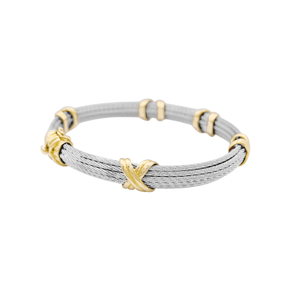 Bracelet FRED vintage, "Force 10", or jaune, acier. 4